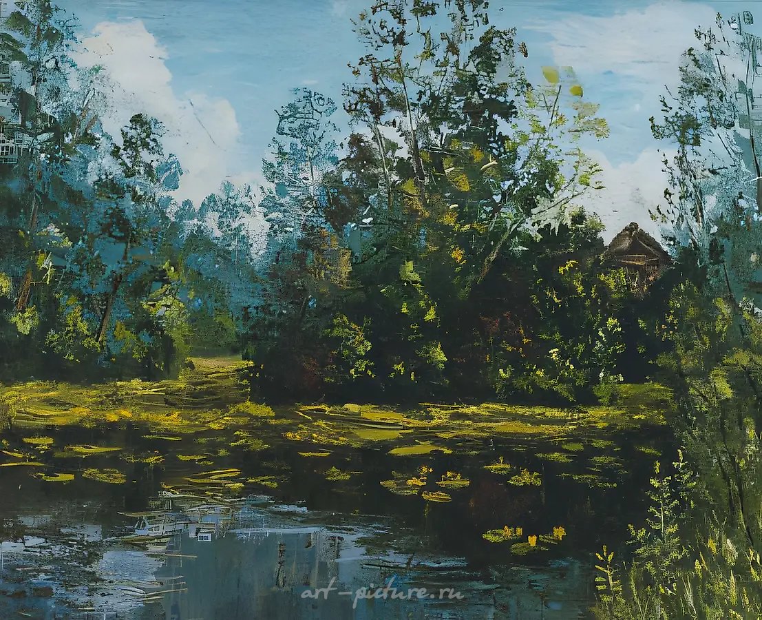 Заросший пруд., 1998, холст, масло, 65х75