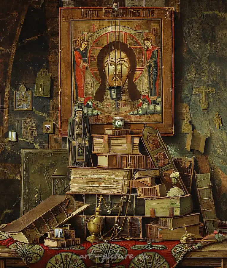 Зажженная Лампада, 1996, дерево, холст, темпера, 146х124