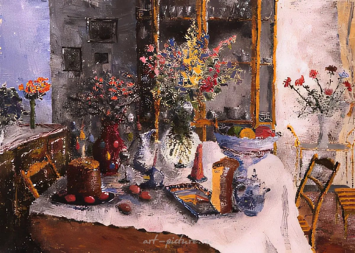 Пасхальный натюрморт., 1994, картон, масло, 50х69 Собственность автораю Не продается