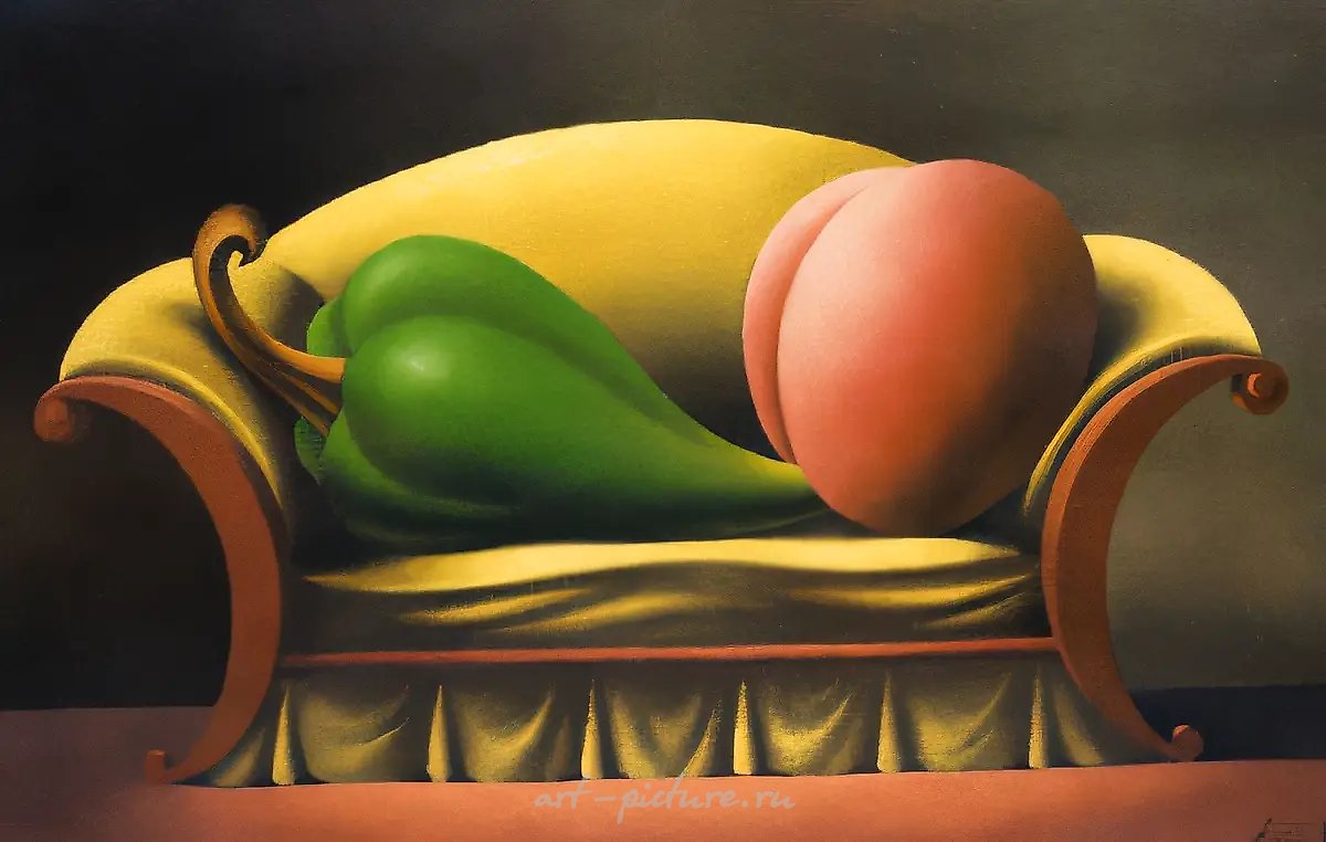 Натюрморт с диваном, 1998, картон, темпера, 55х90