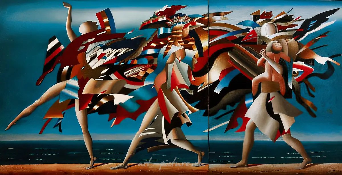 Три шага по взморью, 1992, Холст, масло, 110Х215