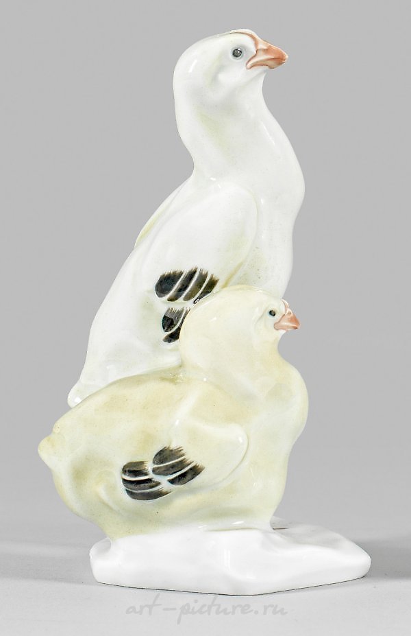 Art Nouveau Animal Group "Young Brahmin Hens"