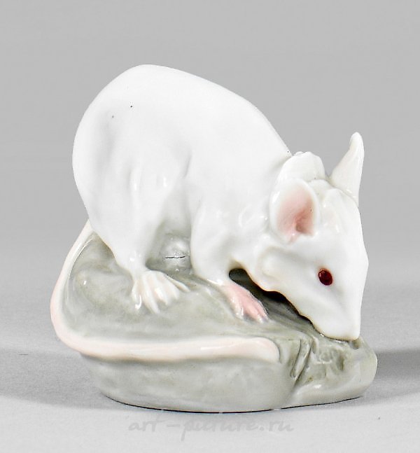 Art Nouveau Animal Figure "Mouse on Rock Pedestal"