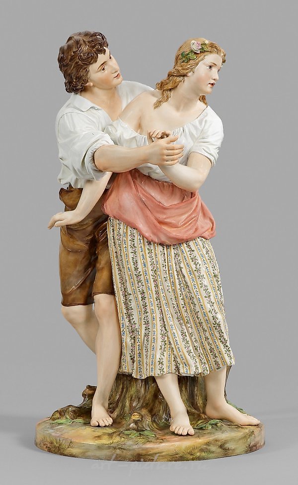 Great, extremely rare Meissen figurine group of a couple in love.