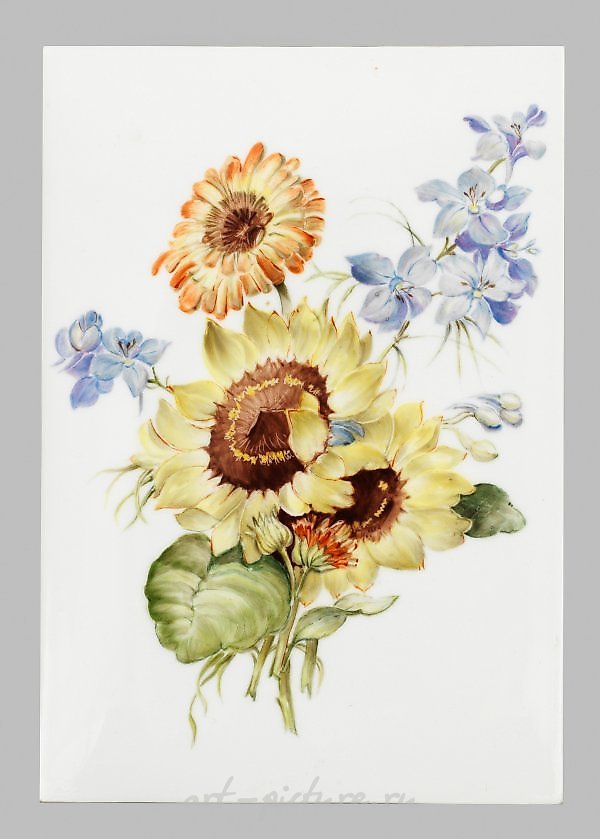 Porzellangemälde mit Blumenstrauß

This exquisite piece of art is a porcelain painting featuring a beautiful bouquet of flowers. The delicate strokes and intricate details showcase the skill and craftsmanship of the artist. The vibrant colors and lif