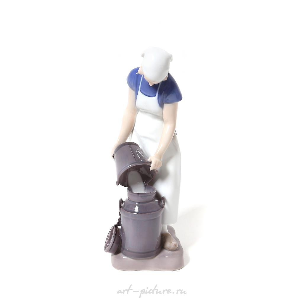 "Girl pouring milk. Denmark, Copenhagen, Bing & Grondahl."