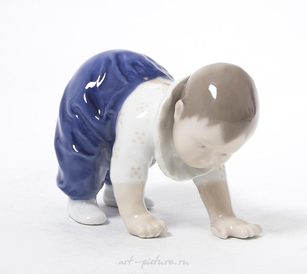 Crawling baby. Denmark, Copenhagen, Royal Copenhagen.