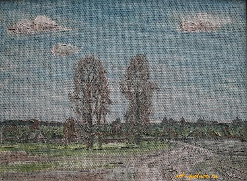 Моя бывшая деревня. Картон, масло. 28 х 38 см