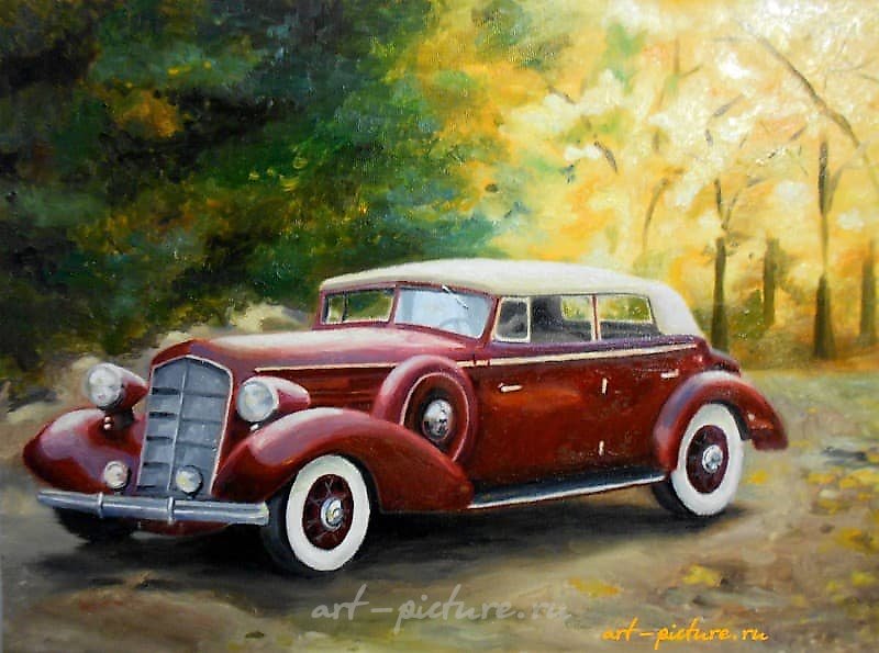 "Retro car 3 oil, canvas"