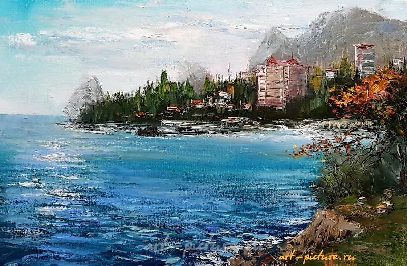 "View of Simeiz, oil on canvas"