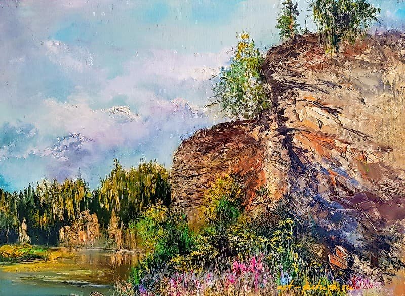 Камень Шаман на Чусовой масло,холст