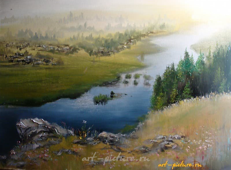 Утро над Чусовой масло,холст