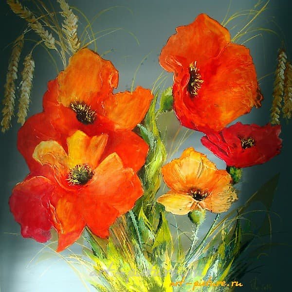 "Poppies acrylic, canvas"