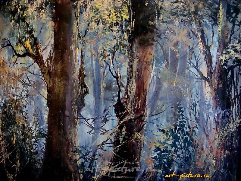 紫丁香森林 油画,画布