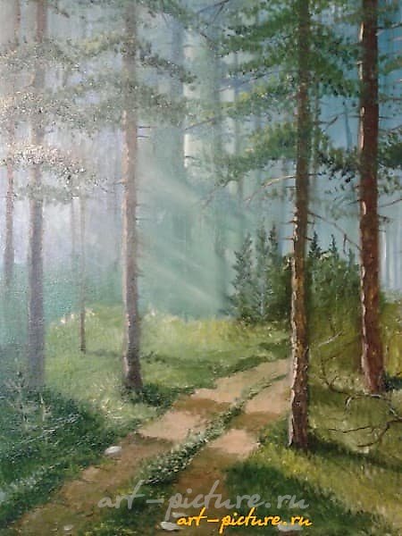утренний лес холст масло