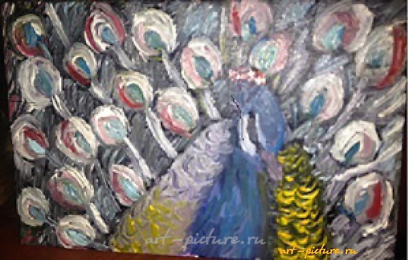"Peacock oil, canvas"
