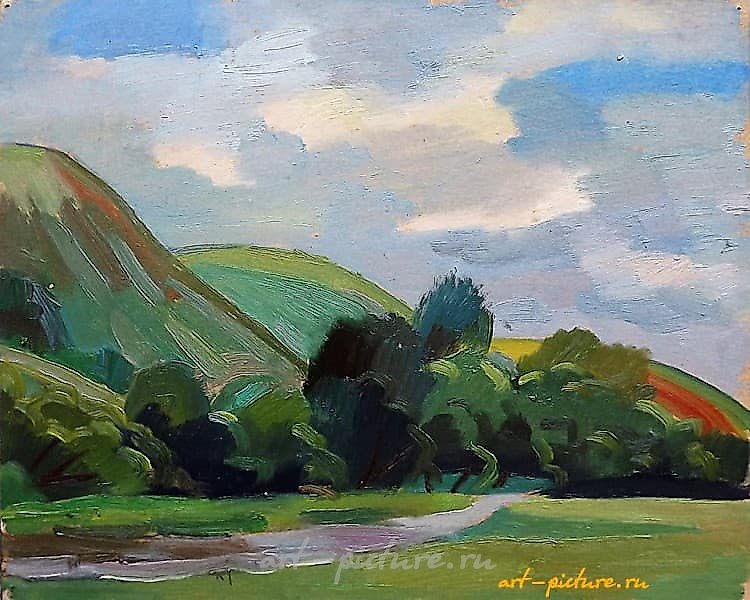 "Study. Bashkiria." cardboard, oil paint