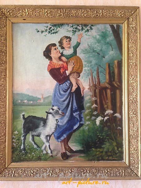 В саду масло, холст