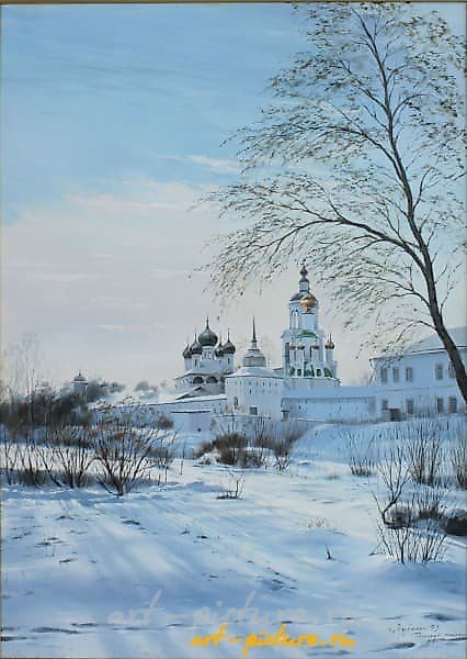 "Tolga Monastery, oil on canvas."
