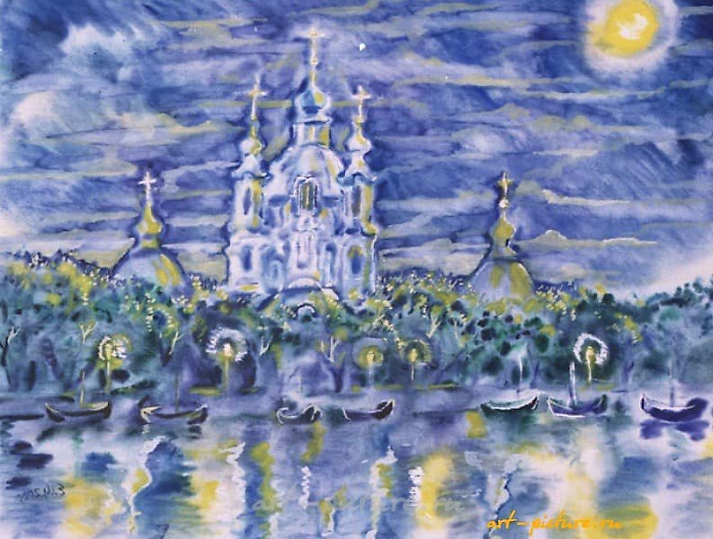 The translation of "Смольный Акварель" into English is "Smolny Watercolor."