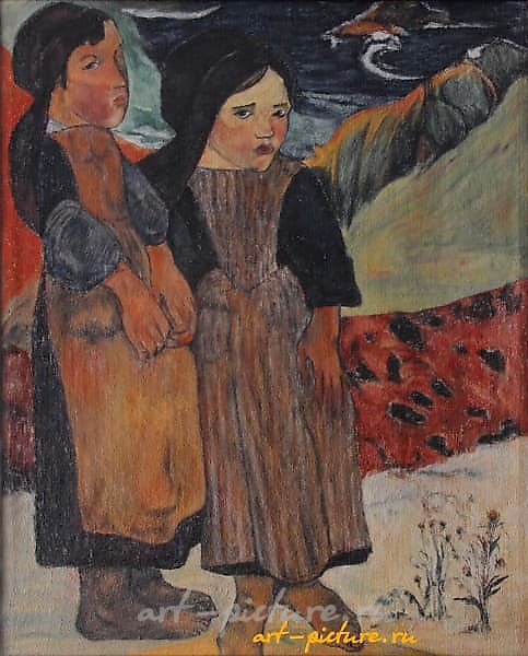 Бретонские девочки (копия картины Поля Гогена) холст, масло 