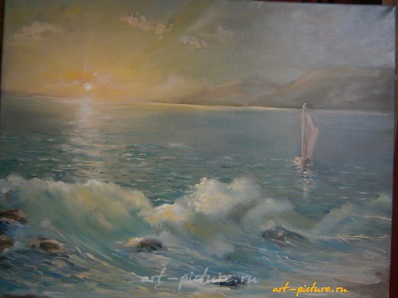 Морской пейзаж. Закат. холст масло 