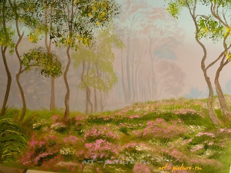 Lilac fog oil, canvas on cardboard