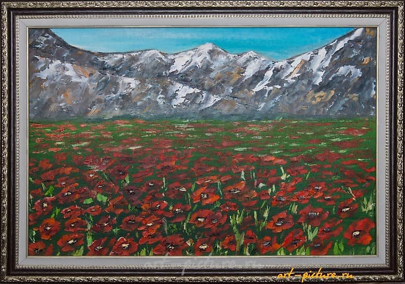 "Poppy field oil, canvas, palette knife"