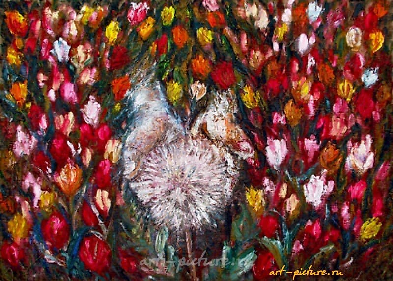 "Dandelion" oil, canvas, mixed media