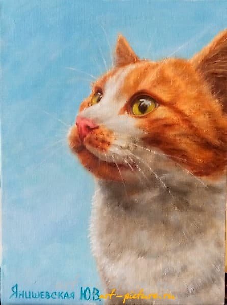 "Red oil, canvas on cardboard"