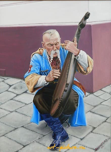 The translation of the text is: "Glory to Ukraine, oil, canvas on cardboard."