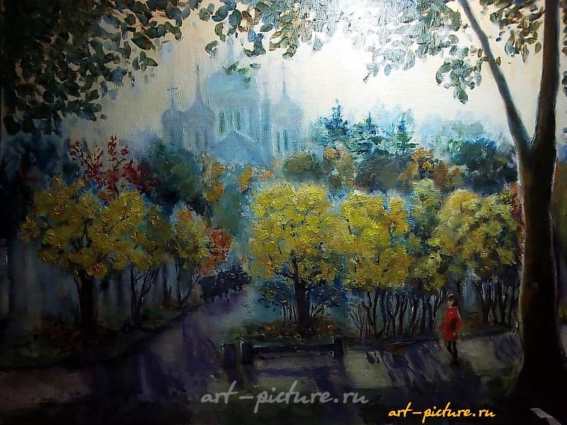 In the park, canvas on cardboard 35*50 oil.