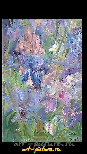 "Iris oil, canvas"