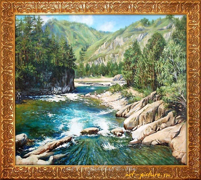 Mountain Stream. Altai Oil, Canvas