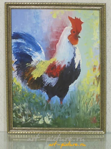 Петух холст, масло, мастихин 