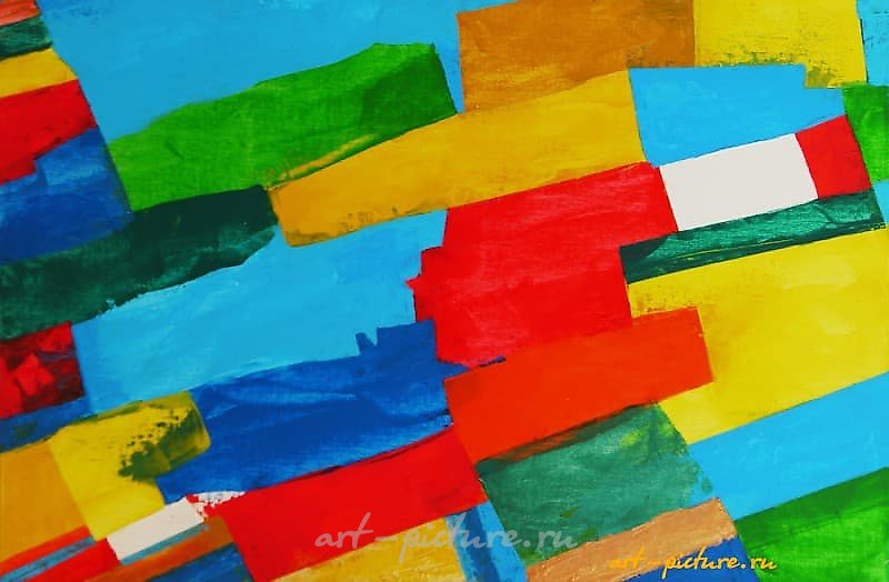 The translation of the text into English is: "Coastal stripe acrylic, canvas on cardboard."