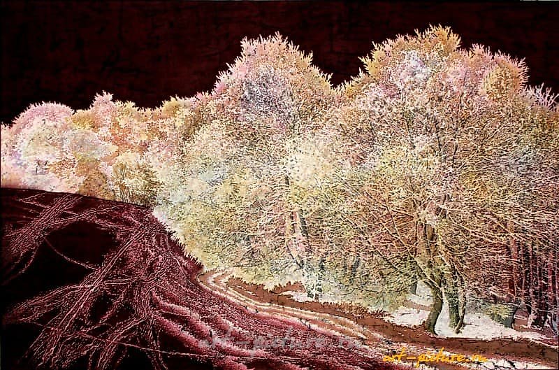 Коричневое поле Шелк-горячий батик 