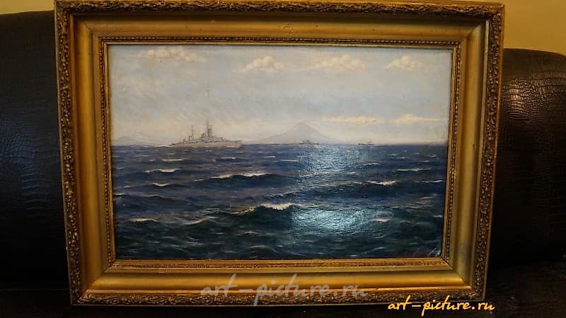 "On the Kurils, oil, cardboard."