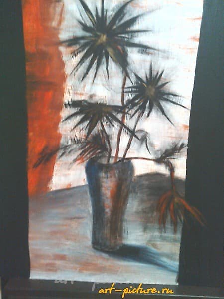 "Black flowers, MDF, acrylic paints."