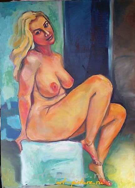 "Woman on a chair oil, canvas"