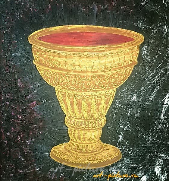 The translation of the text "Полный кубок Масло, акрил" into English is "Full cup Oil, acrylic."