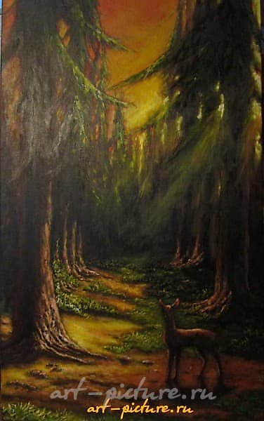 In the forest, oil, canvas.