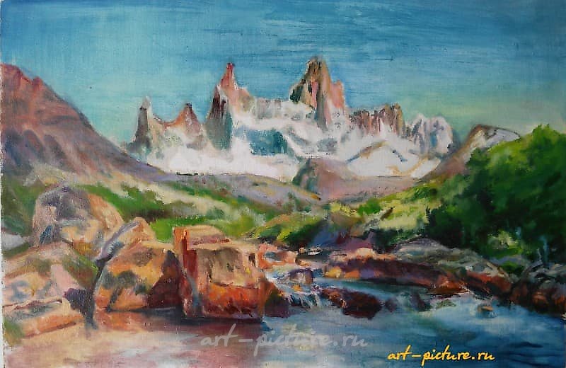 The translation of "Горы масло, грунтованный двп" into English is "Mountains oil, primed particleboard."