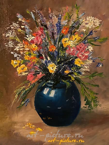 "Field flowers canvas, oil"