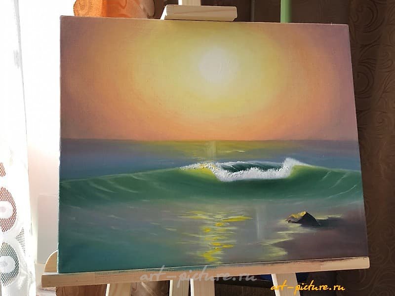 The translation of "Волна холст, масло" is "Wave canvas, oil."