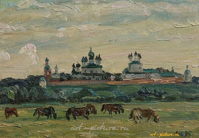 Монастырь. Картон, масло. 28 х 21 см.