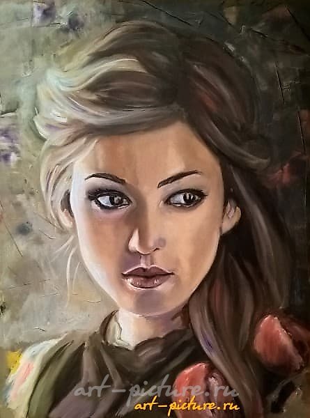 The portrait of an unknown woman, canvas, oil.