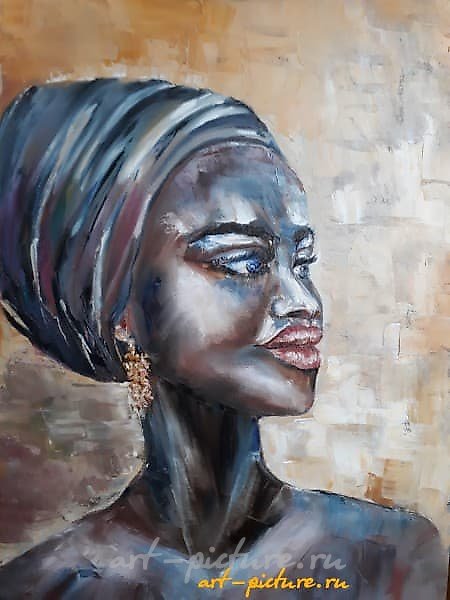 The translation of your text is: "My Black woman, oil on canvas."