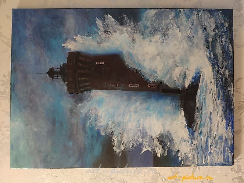 The lighthouse during the storm Acrylic canvas