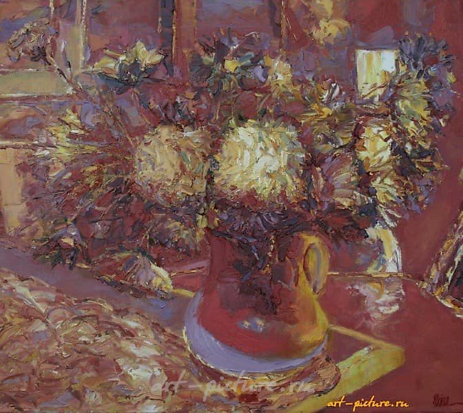Red interior. Canvas, oil. 70 x 80 cm.